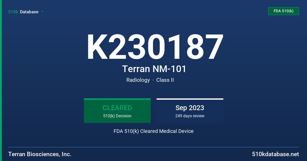 K230187 Terran NM-101 FDA 510(k) Cleared Medical Device