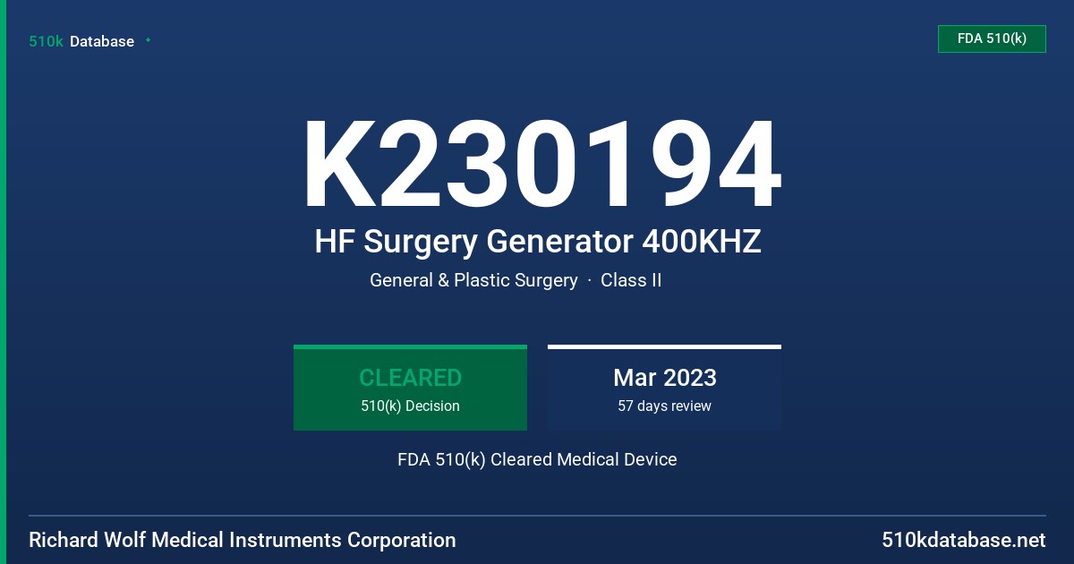 K230194 HF Surgery Generator 400KHZ FDA 510(k) Cleared Medical Device