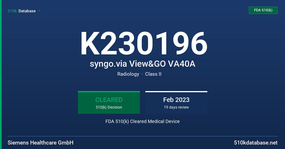 K230196 syngo.via View&GO VA40A FDA 510(k) Cleared Medical Device