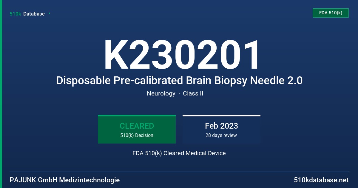 K230201 Disposable Pre-calibrated Brain Biopsy Needle 2.0 FDA 510(k) Cleared Medical Device