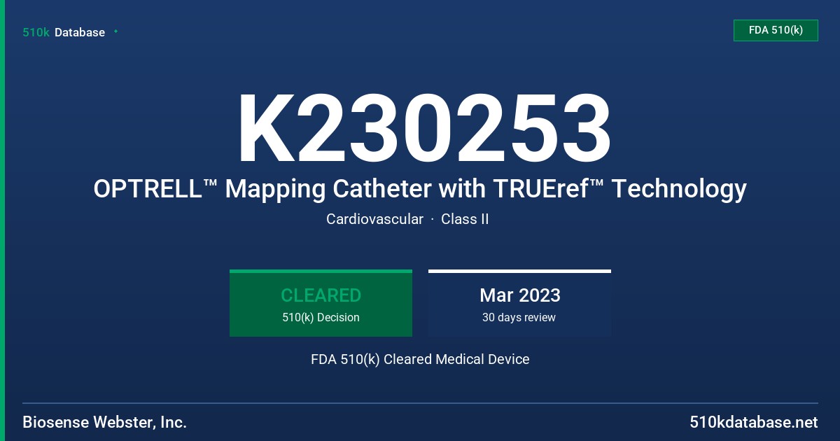 K230253 OPTRELL™ Mapping Catheter with TRUEref™ Technology FDA 510(k) Cleared Medical Device