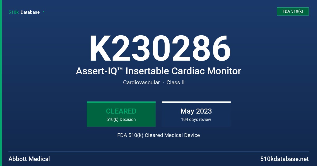 K230286 Assert-IQ™ Insertable Cardiac Monitor FDA 510(k) Cleared Medical Device