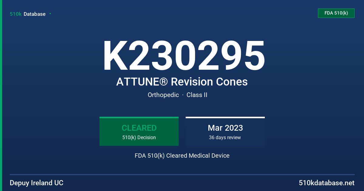 K230295 ATTUNE® Revision Cones FDA 510(k) Cleared Medical Device