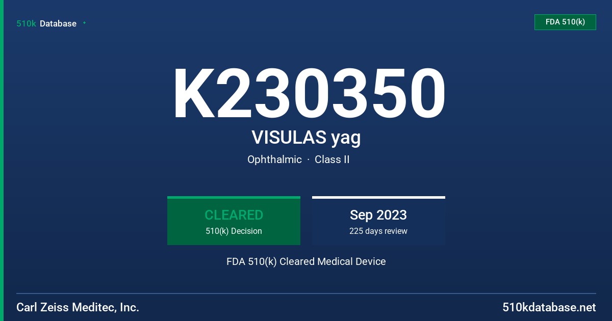 K230350 VISULAS yag FDA 510(k) Cleared Medical Device