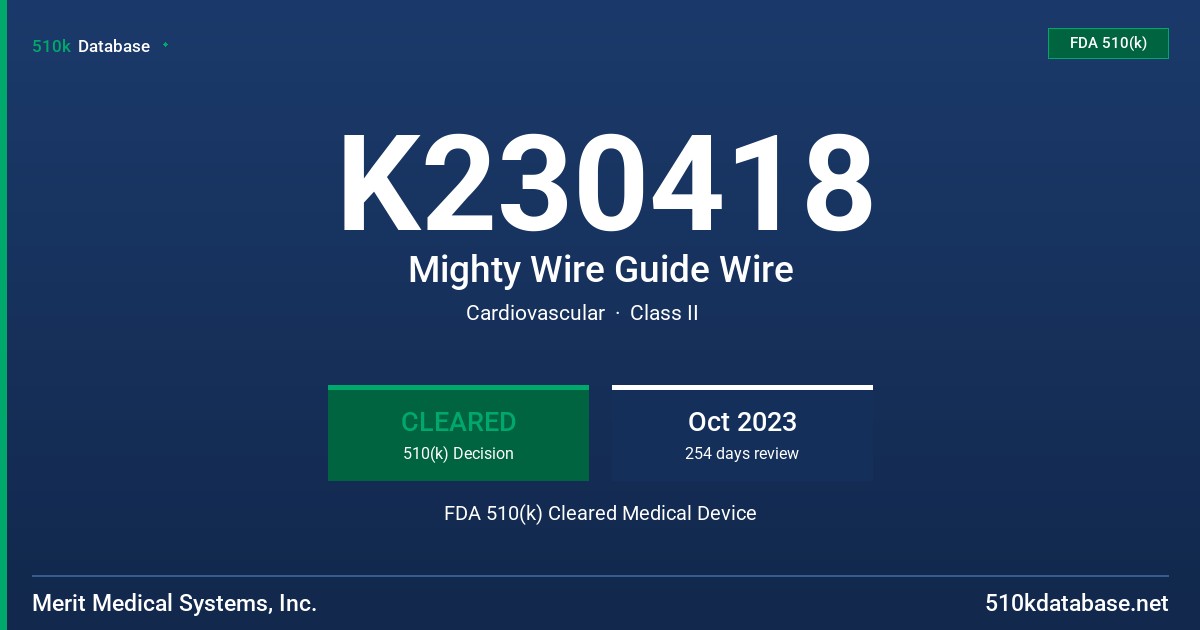 K230418 Mighty Wire Guide Wire FDA 510(k) Cleared Medical Device