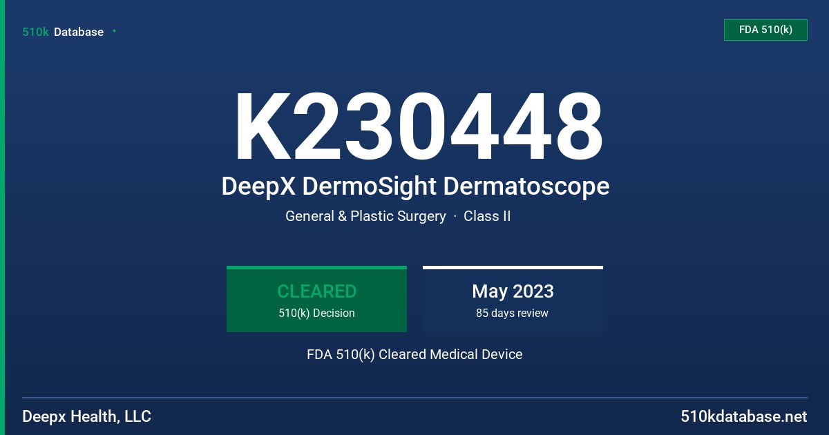 K230448 DeepX DermoSight Dermatoscope FDA 510(k) Cleared Medical Device