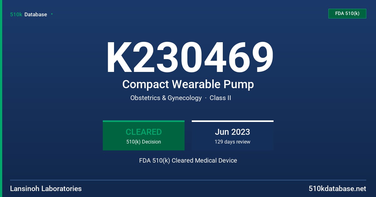 K230469 Compact Wearable Pump FDA 510(k) Cleared Medical Device