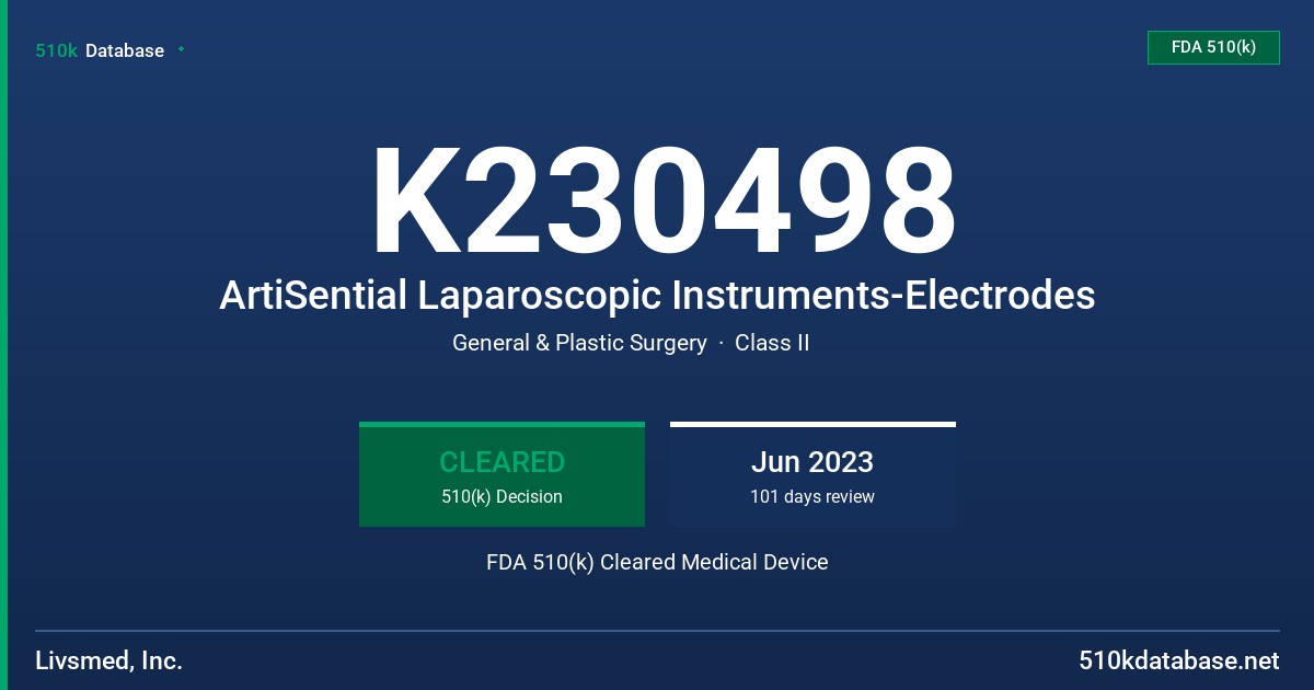 K230498 ArtiSential Laparoscopic Instruments-Electrodes FDA 510(k) Cleared Medical Device
