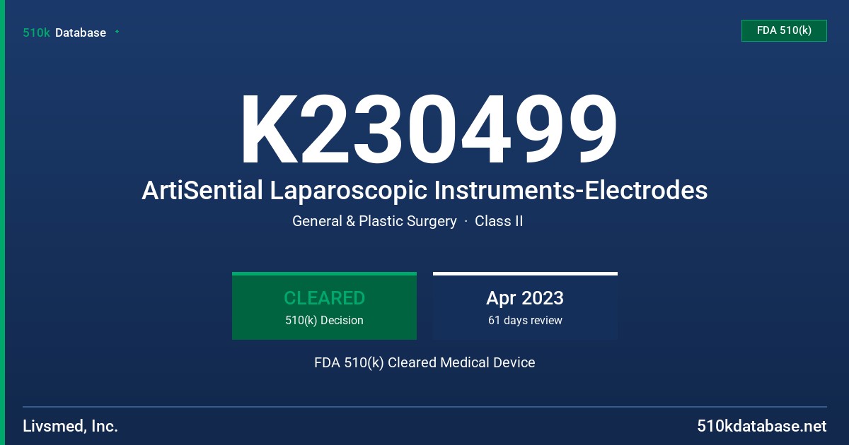 K230499 ArtiSential Laparoscopic Instruments-Electrodes FDA 510(k) Cleared Medical Device
