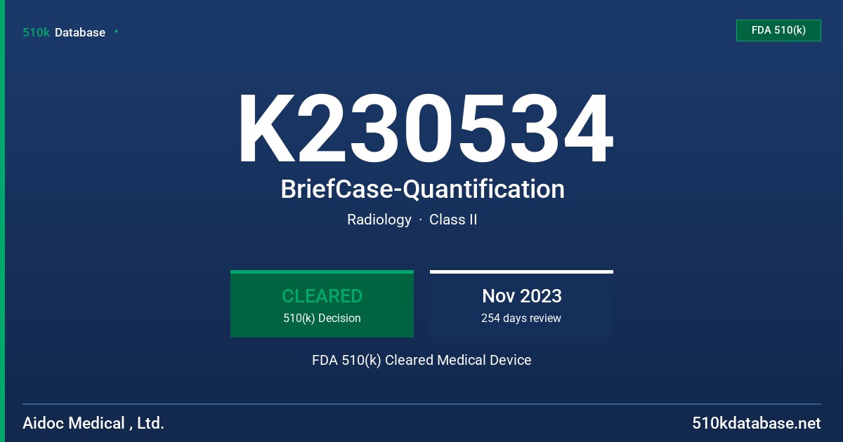 K230534 BriefCase-Quantification FDA 510(k) Cleared Medical Device