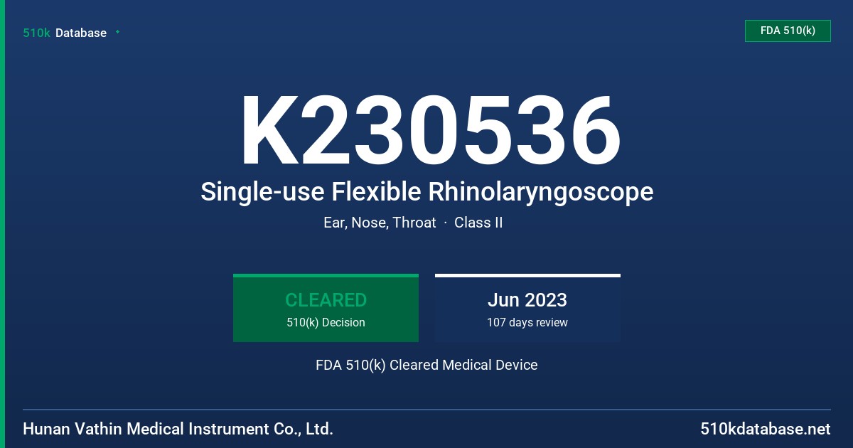 K230536 Single-use Flexible Rhinolaryngoscope FDA 510(k) Cleared Medical Device