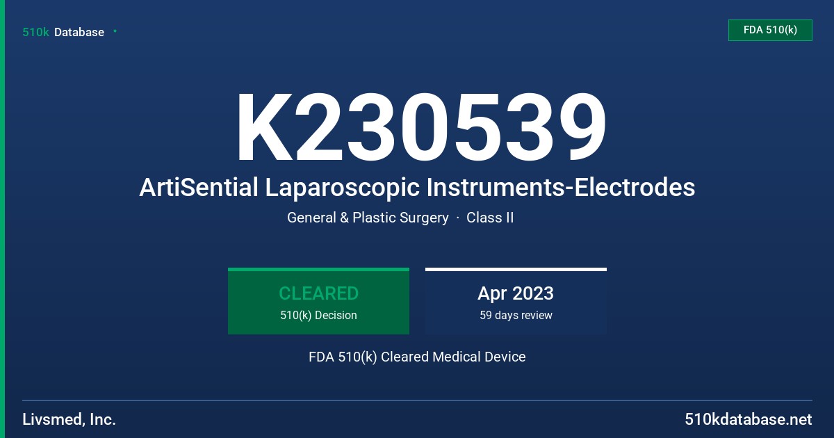 K230539 ArtiSential Laparoscopic Instruments-Electrodes FDA 510(k) Cleared Medical Device