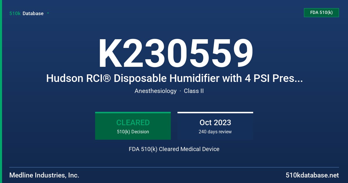 K230559 Hudson RCI® Disposable Humidifier with 4 PSI Pressure Relief Valve (3230), Hudson RCI® Disposable Humidifier with 6 PSI Pressure Relief Valve (3260) FDA 510(k) Cleared Medical Device