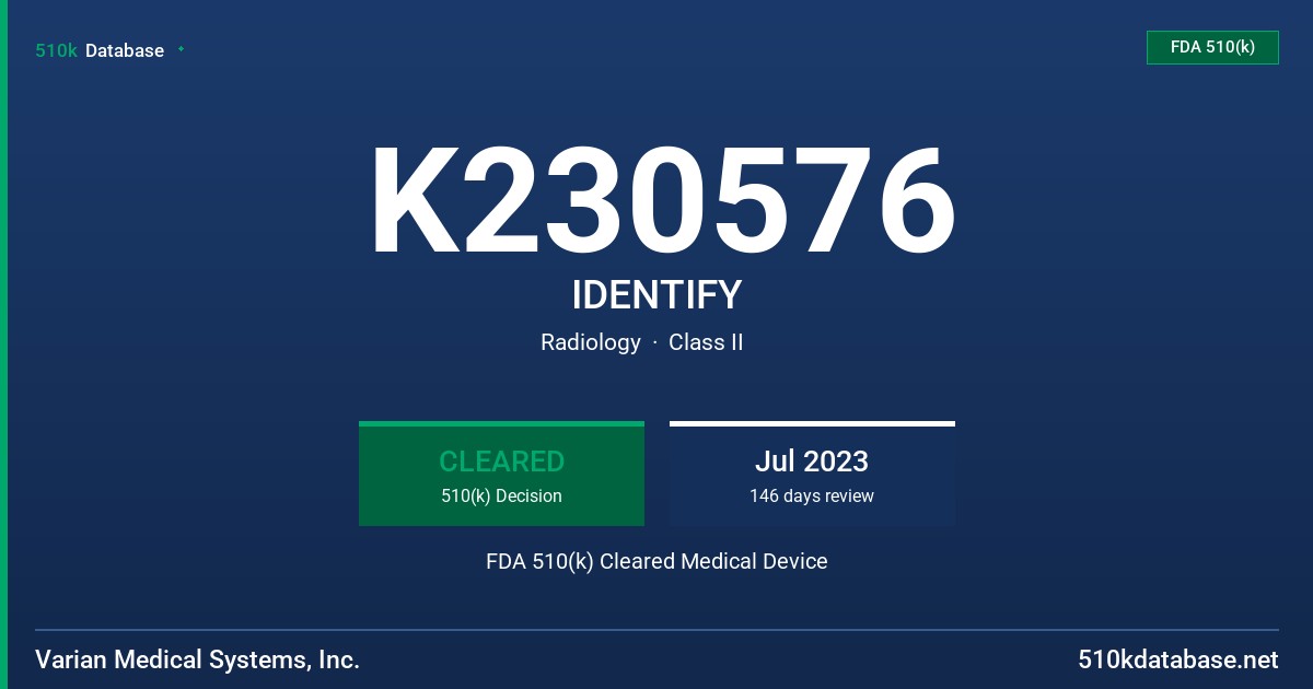 K230576 IDENTIFY FDA 510(k) Cleared Medical Device