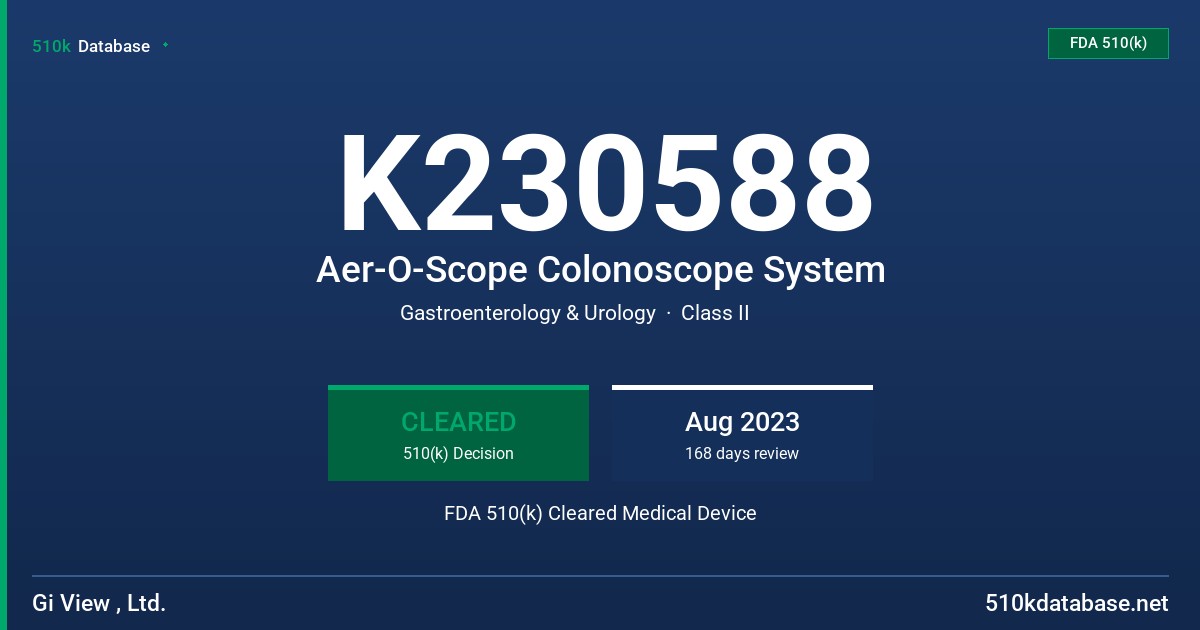 K230588 Aer-O-Scope Colonoscope System FDA 510(k) Cleared Medical Device