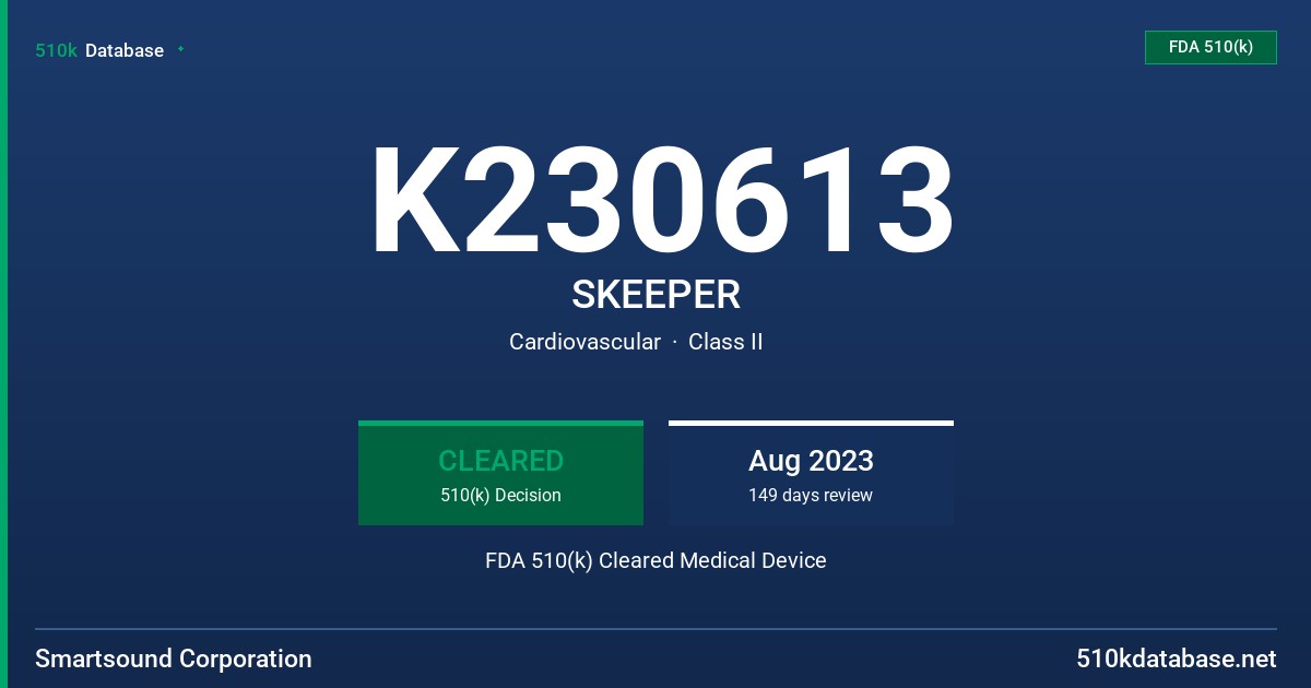 K230613 SKEEPER FDA 510(k) Cleared Medical Device