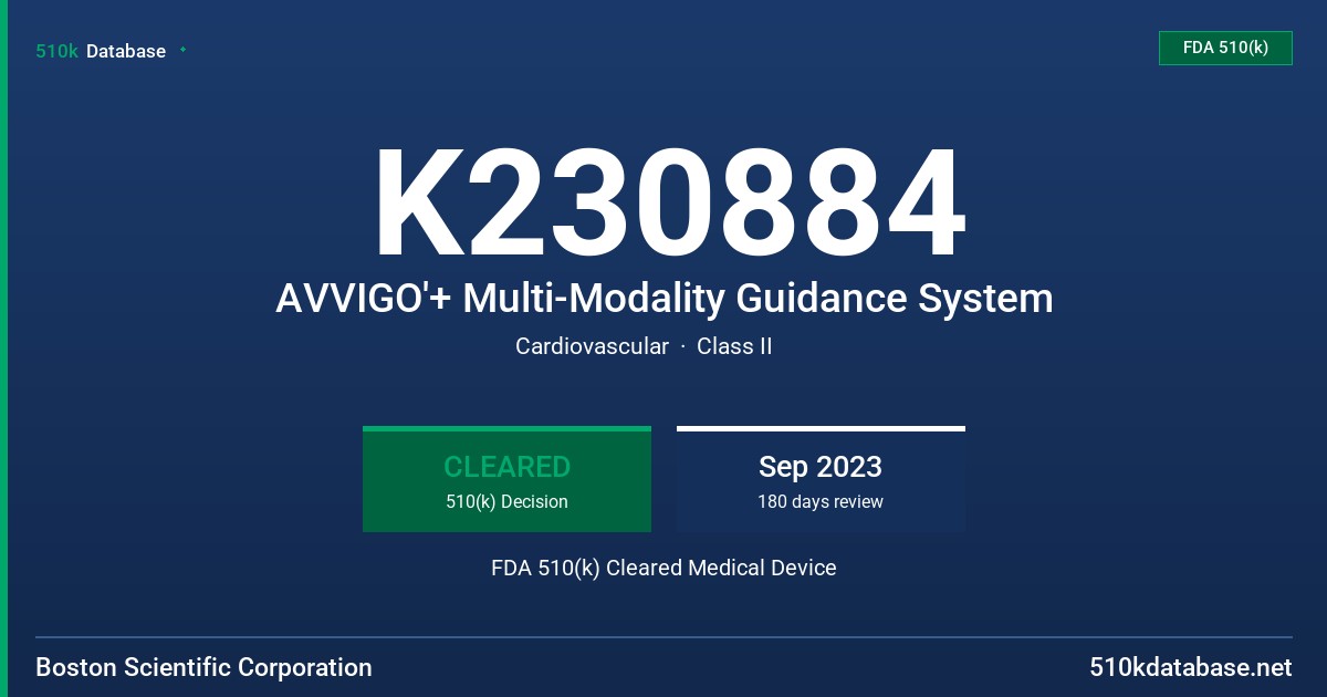 K230884 AVVIGO'+ Multi-Modality Guidance System FDA 510(k) Cleared Medical Device