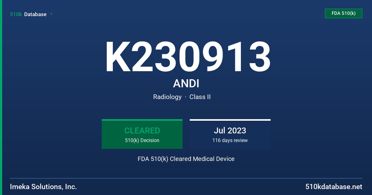 K230913 ANDI FDA 510(k) Cleared Medical Device