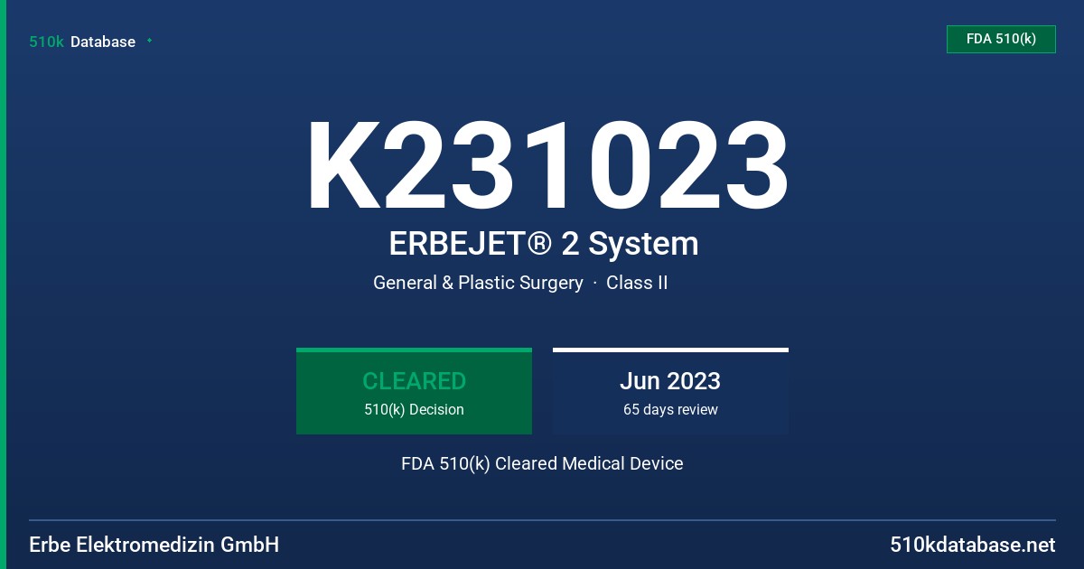 K231023 ERBEJET® 2 System FDA 510(k) Cleared Medical Device