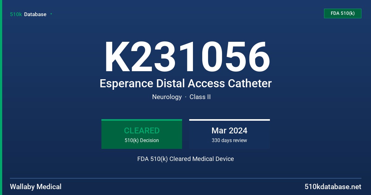 K231056 Esperance Distal Access Catheter FDA 510(k) Cleared Medical Device