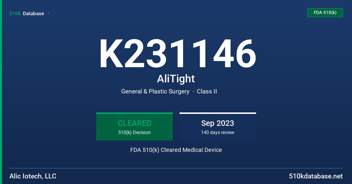 K231146 AliTight FDA 510(k) Cleared Medical Device