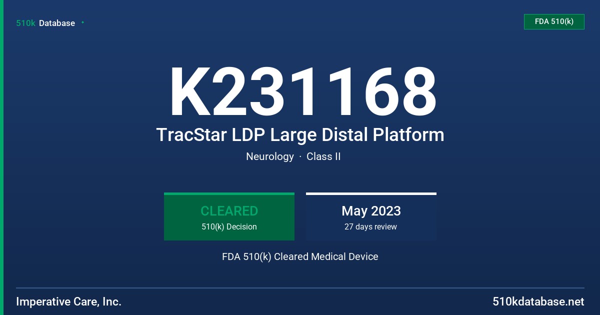 K231168 TracStar LDP Large Distal Platform FDA 510(k) Cleared Medical Device