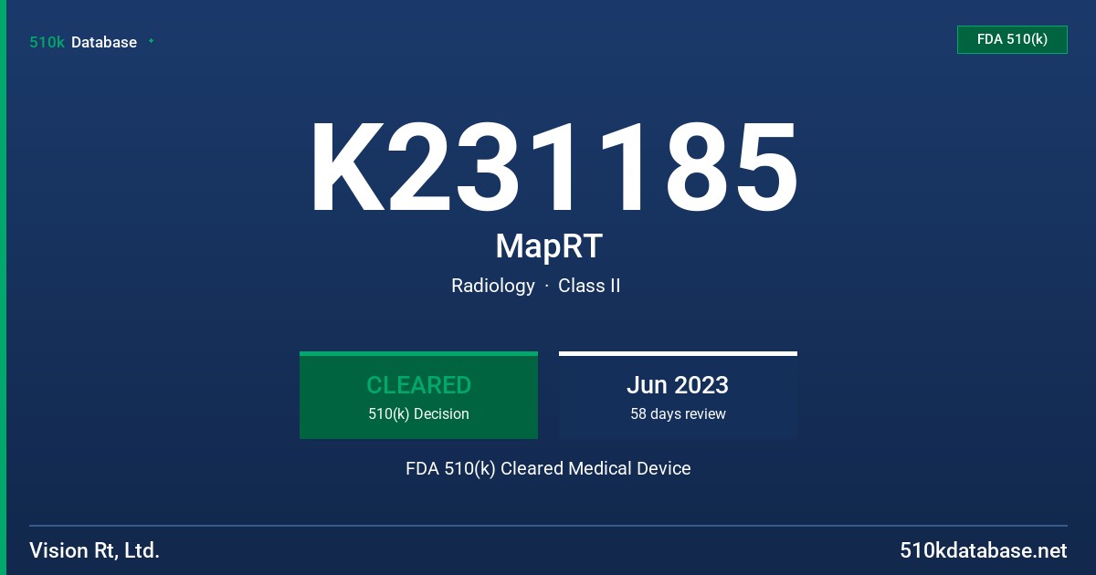 K231185 MapRT FDA 510(k) Cleared Medical Device