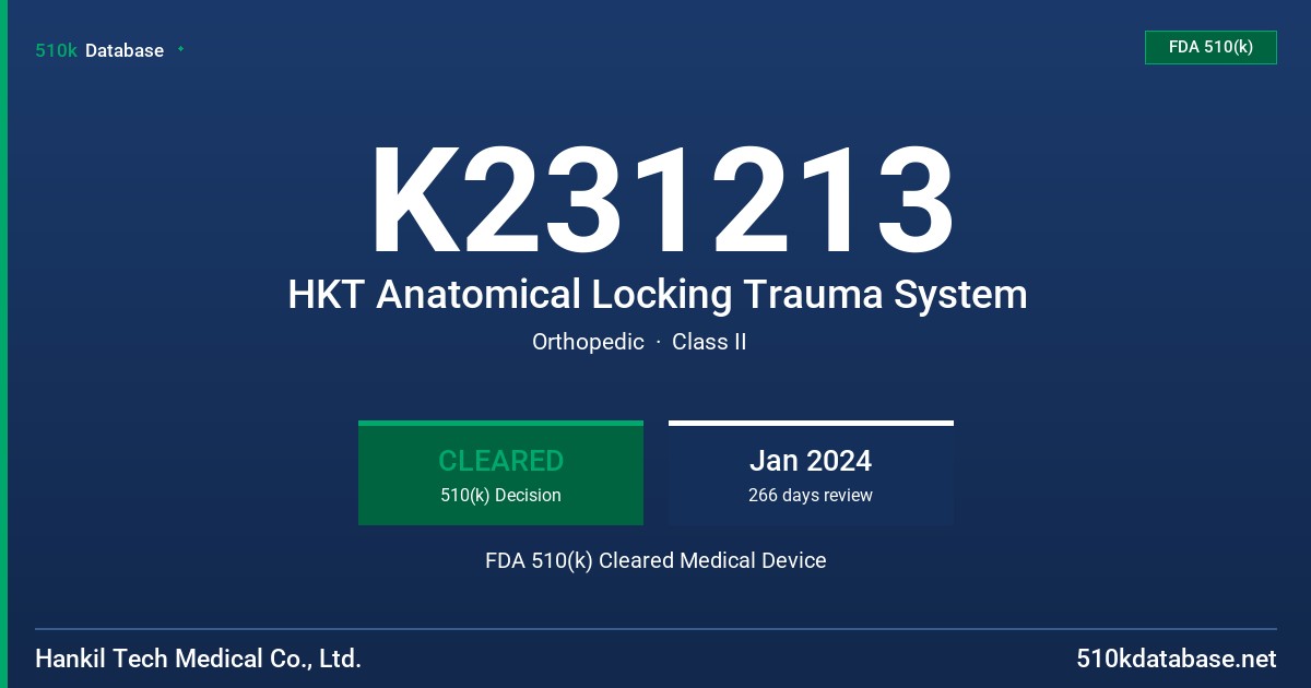 K231213 HKT Anatomical Locking Trauma System FDA 510(k) Cleared Medical Device