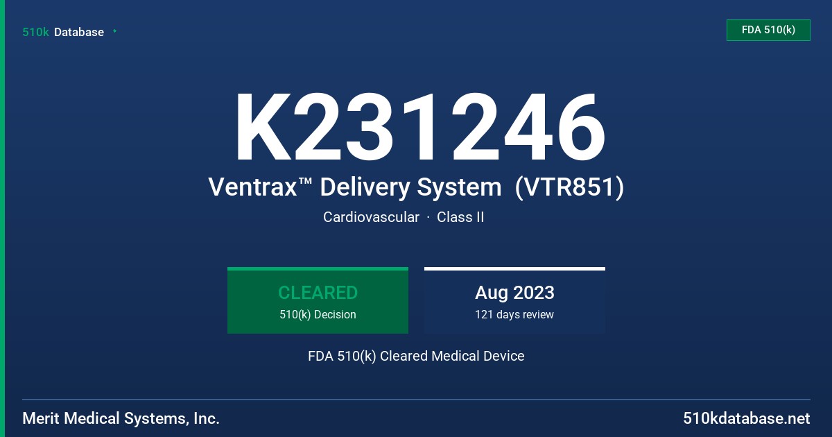 K231246 Ventrax™ Delivery System  (VTR851) FDA 510(k) Cleared Medical Device