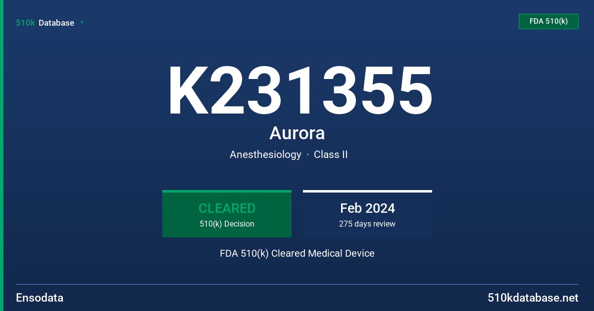 K231355 Aurora FDA 510(k) Cleared Medical Device