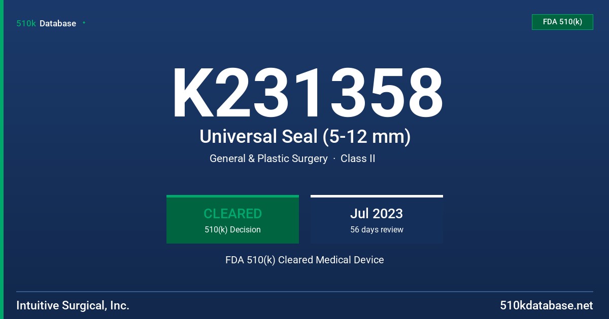 K231358 Universal Seal (5-12 mm) FDA 510(k) Cleared Medical Device