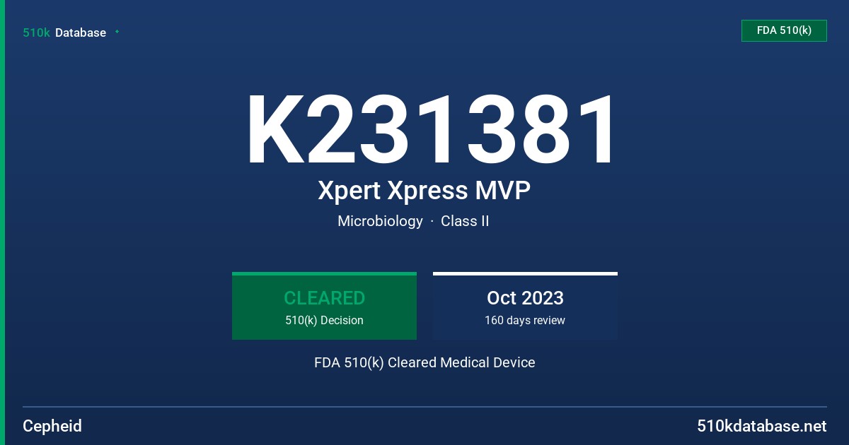 K231381 Xpert Xpress MVP FDA 510(k) Cleared Medical Device