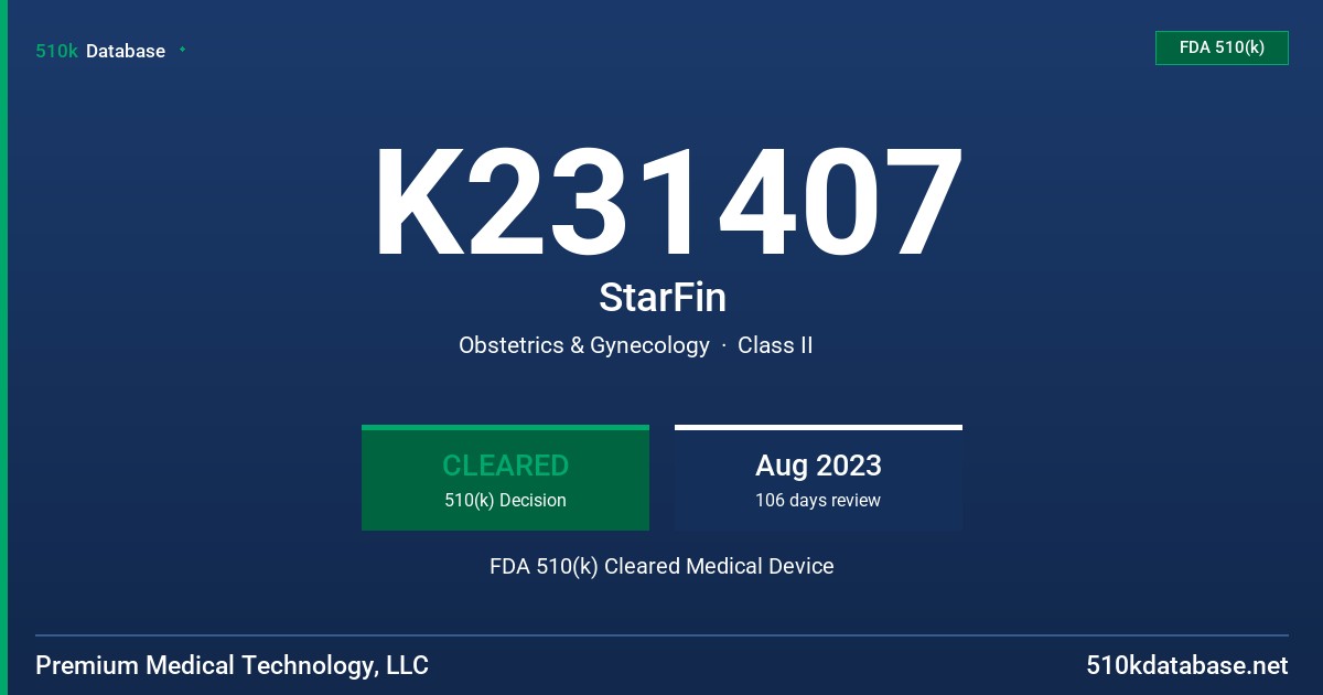 K231407 StarFin FDA 510(k) Cleared Medical Device