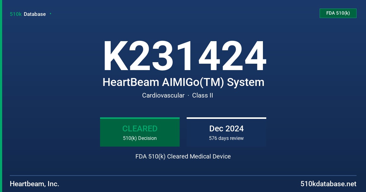 K231424 HeartBeam AIMIGo(TM) System FDA 510(k) Cleared Medical Device