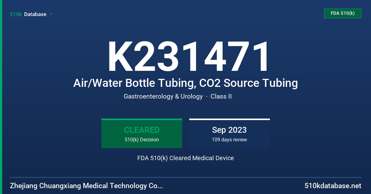 K231471 Air/Water Bottle Tubing, CO2 Source Tubing FDA 510(k) Cleared Medical Device