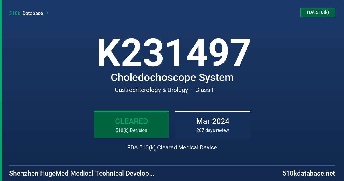 K231497 Choledochoscope System FDA 510(k) Cleared Medical Device