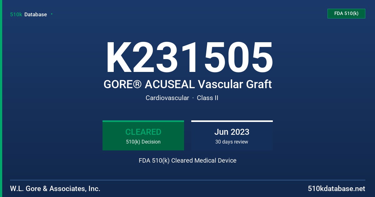 K231505 GORE® ACUSEAL Vascular Graft FDA 510(k) Cleared Medical Device