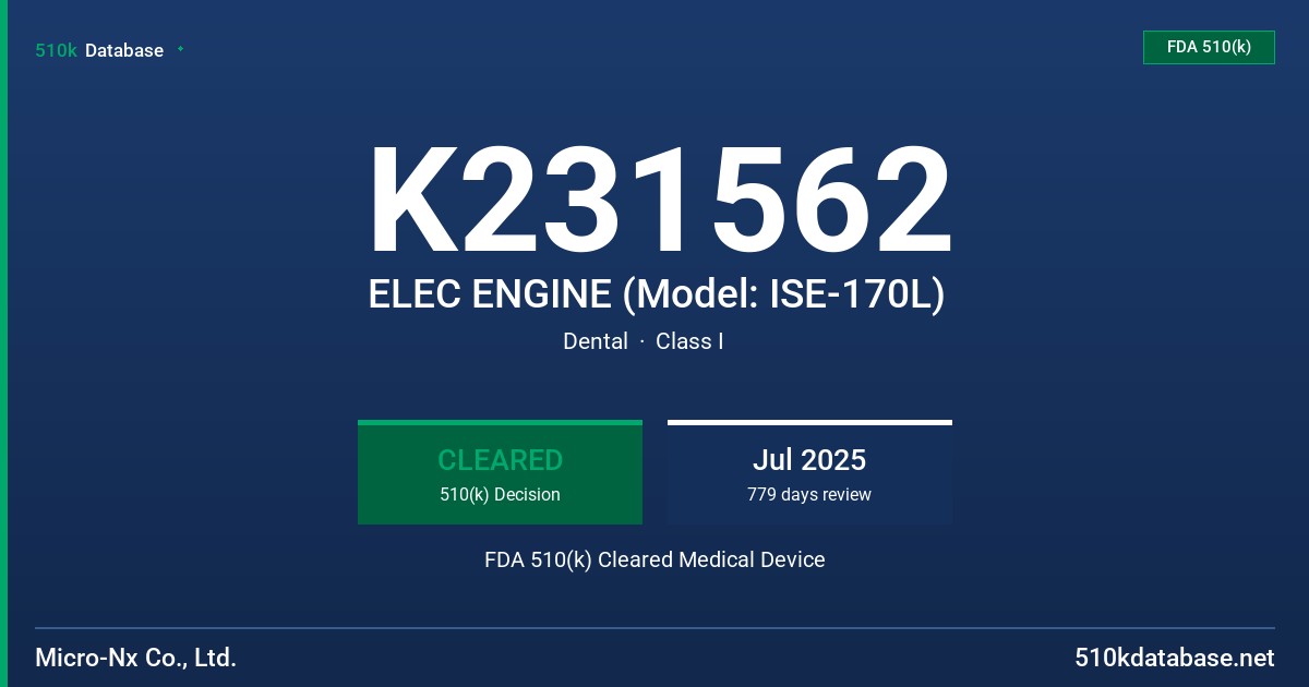 K231562 ELEC ENGINE (Model: ISE-170L) FDA 510(k) Cleared Medical Device