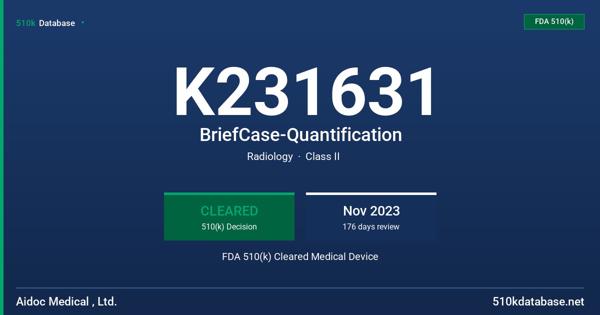 K231631 BriefCase-Quantification FDA 510(k) Cleared Medical Device