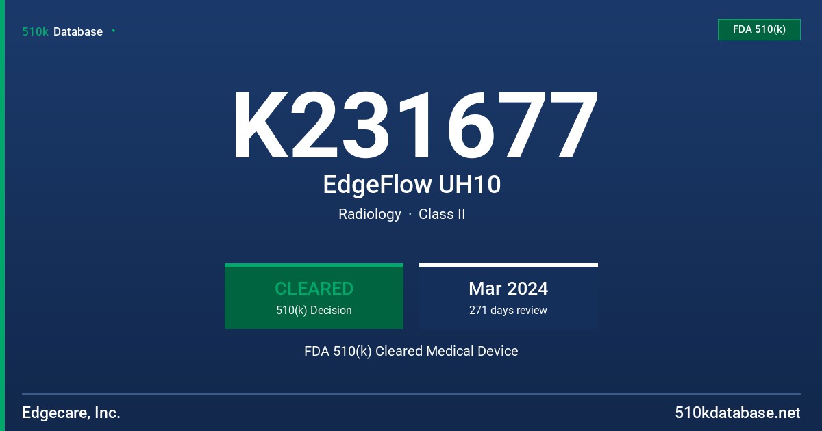 K231677 EdgeFlow UH10 FDA 510(k) Cleared Medical Device