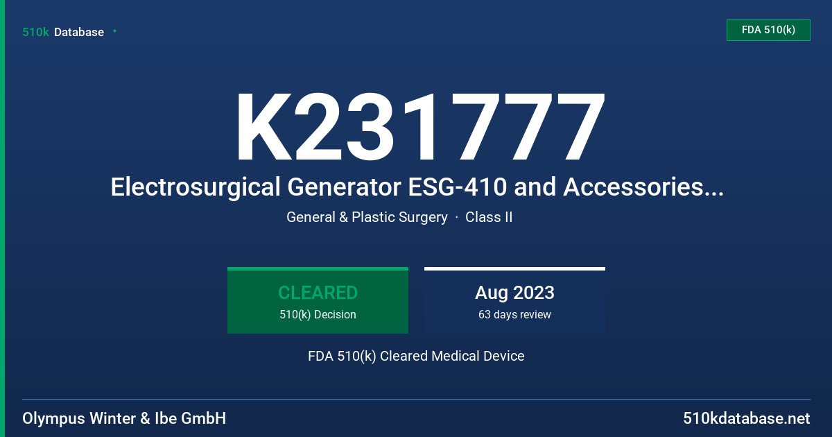 K231777 Electrosurgical Generator ESG-410 and Accessories (WA91327U, WA91327W), Accessories: Foot switches (WA91311W, WA91321W) FDA 510(k) Cleared Medical Device