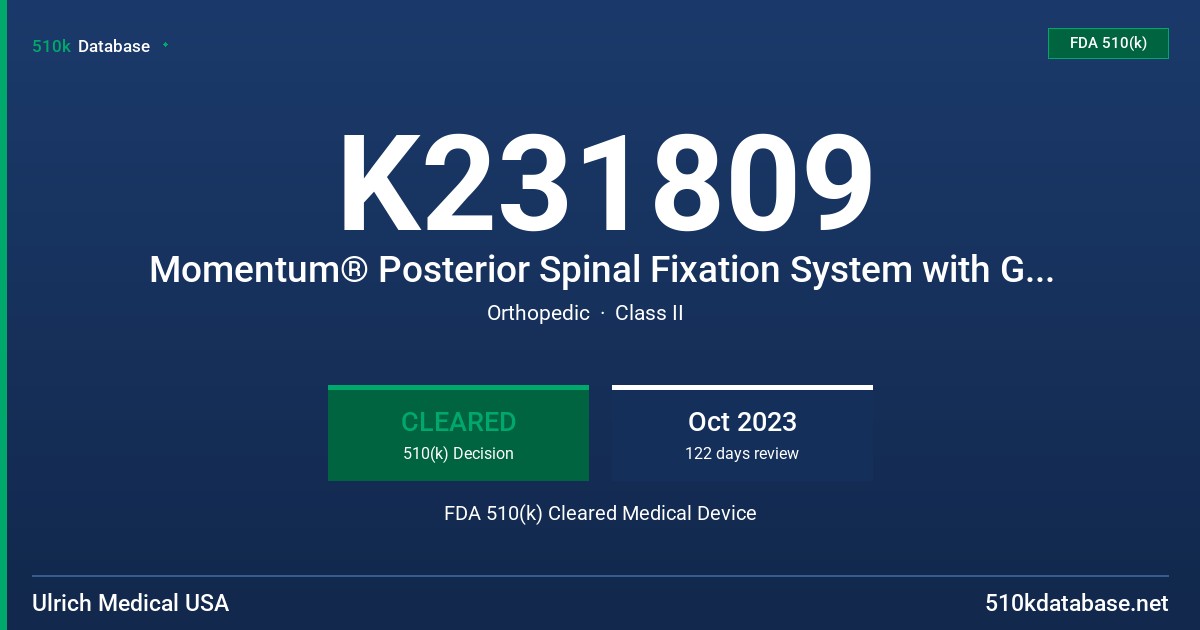 K231809 Momentum® Posterior Spinal Fixation System with G21 V-STEADY Bone Cement FDA 510(k) Cleared Medical Device