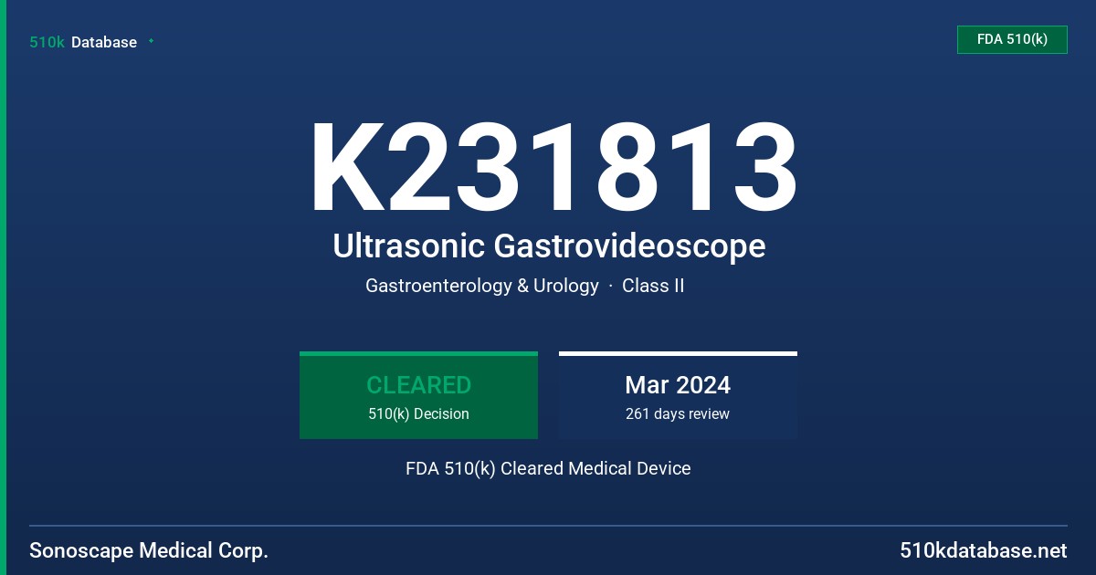 K231813 Ultrasonic Gastrovideoscope FDA 510(k) Cleared Medical Device