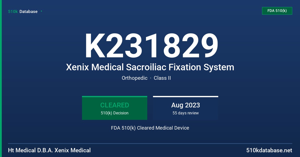 K231829 Xenix Medical Sacroiliac Fixation System FDA 510(k) Cleared Medical Device