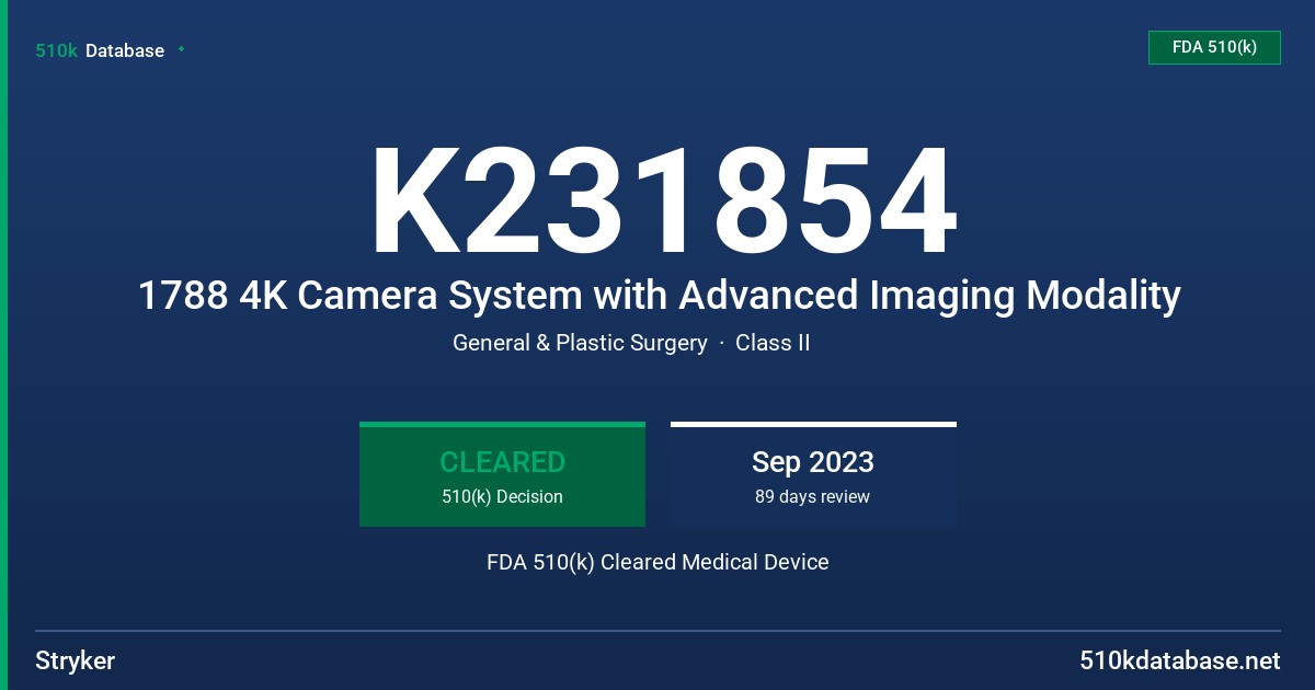 K231854 1788 4K Camera System with Advanced Imaging Modality FDA 510(k) Cleared Medical Device