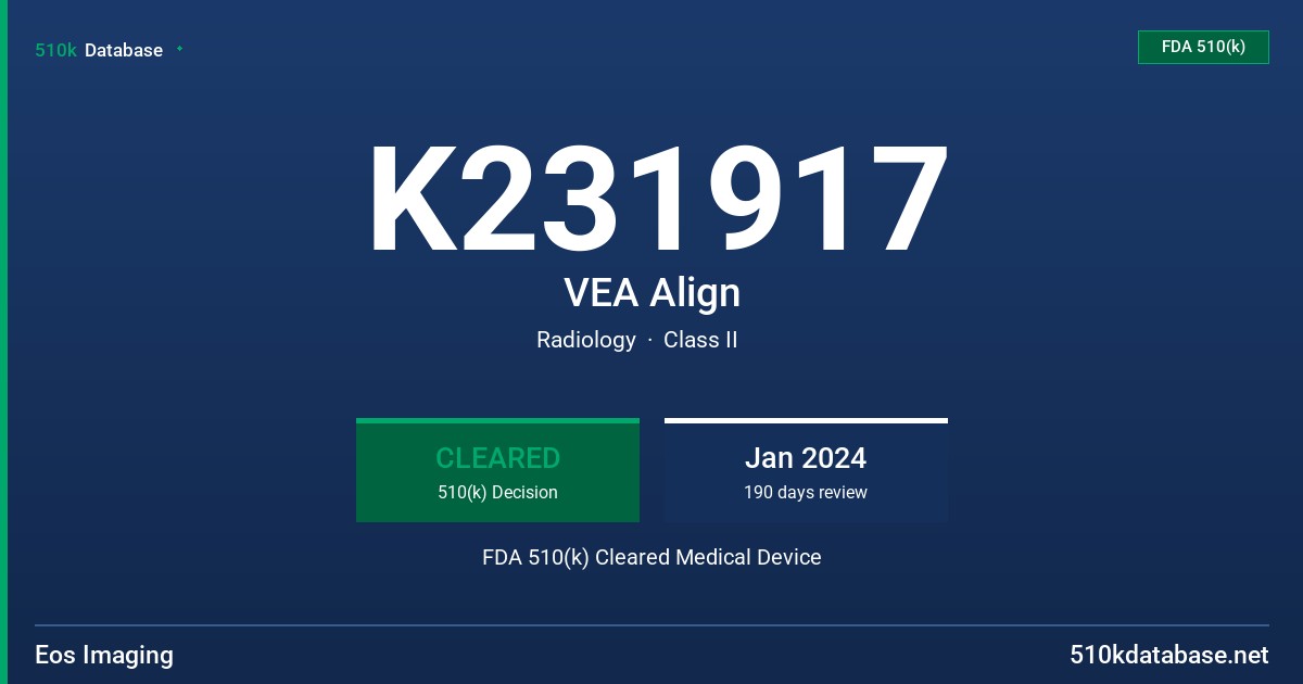 K231917 VEA Align FDA 510(k) Cleared Medical Device