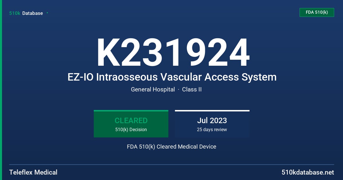 K231924 EZ-IO Intraosseous Vascular Access System FDA 510(k) Cleared Medical Device