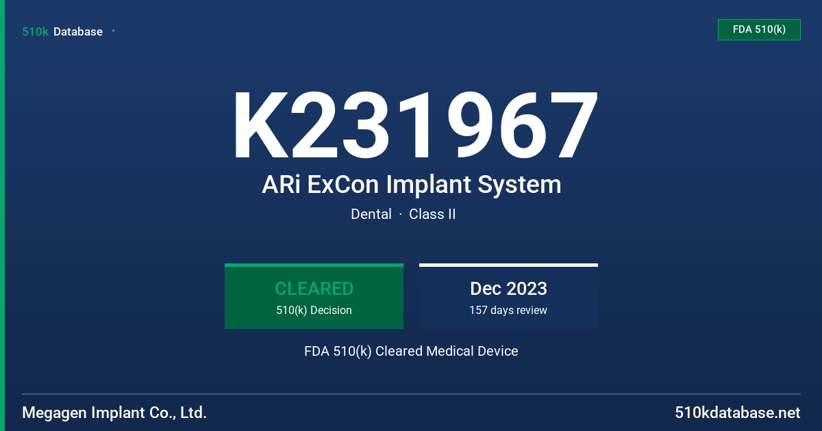 K231967 ARi ExCon Implant System FDA 510(k) Cleared Medical Device