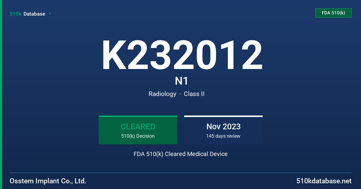 K232012 N1 FDA 510(k) Cleared Medical Device