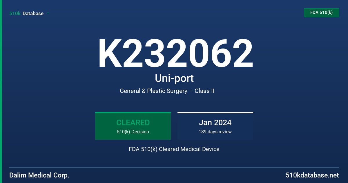 K232062 Uni-port FDA 510(k) Cleared Medical Device